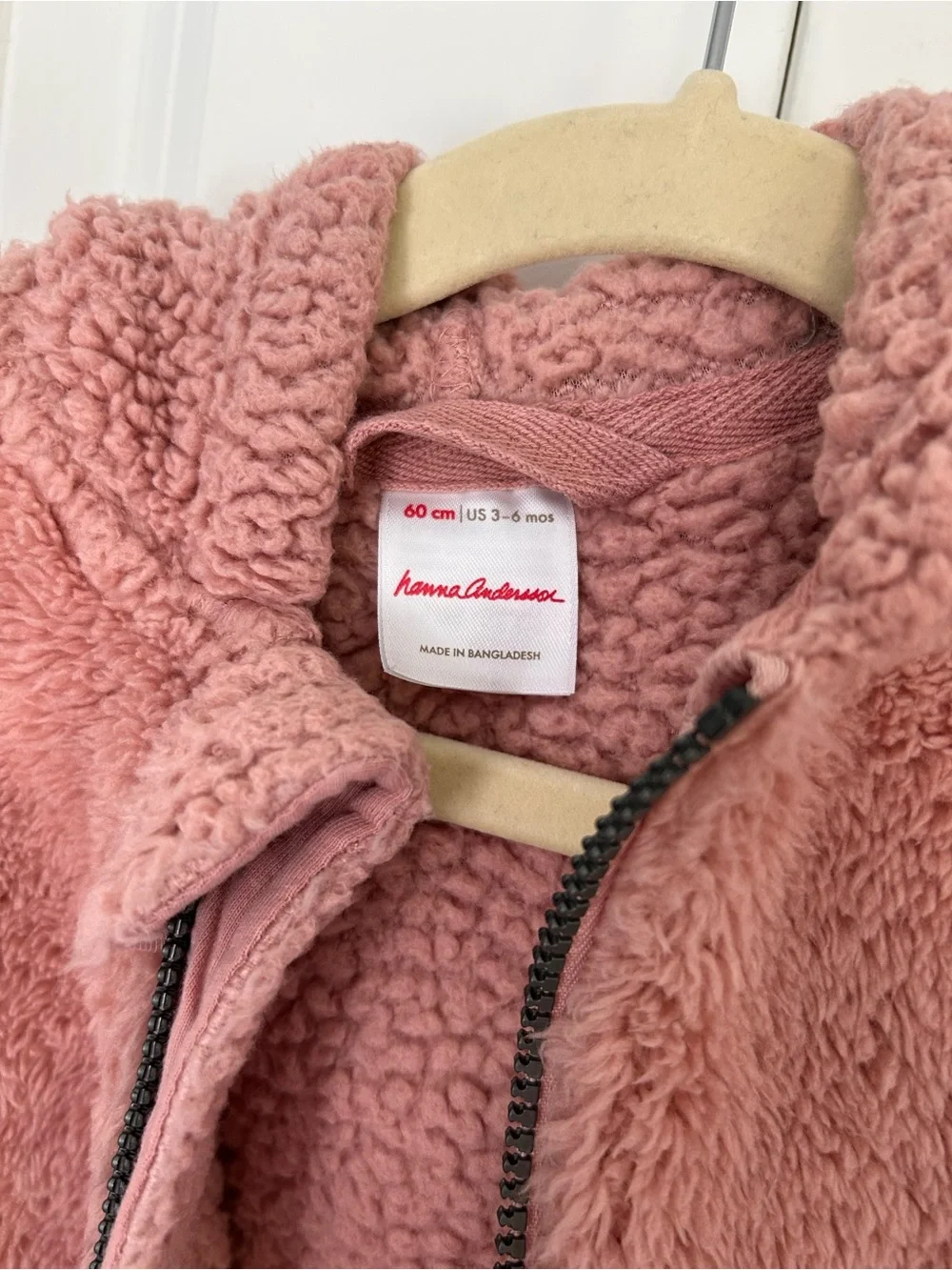 Hanna Andersson 3-6 months teddy bear hooded pink bunting fleece snowsuit winter